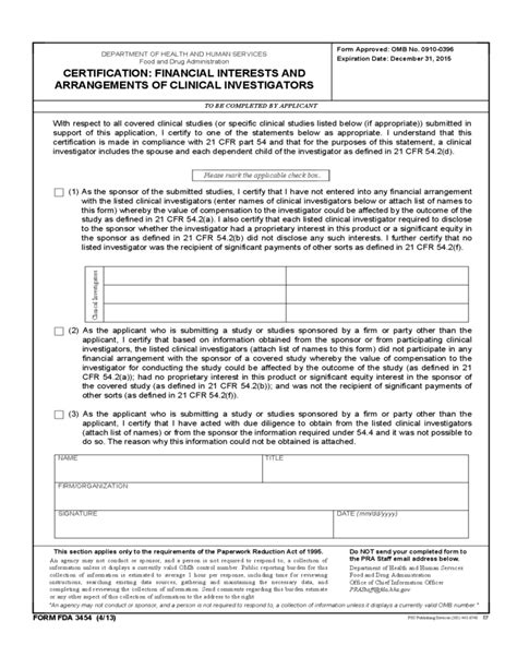 fda form 3454.